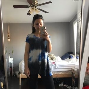 Blue and black tie dye top